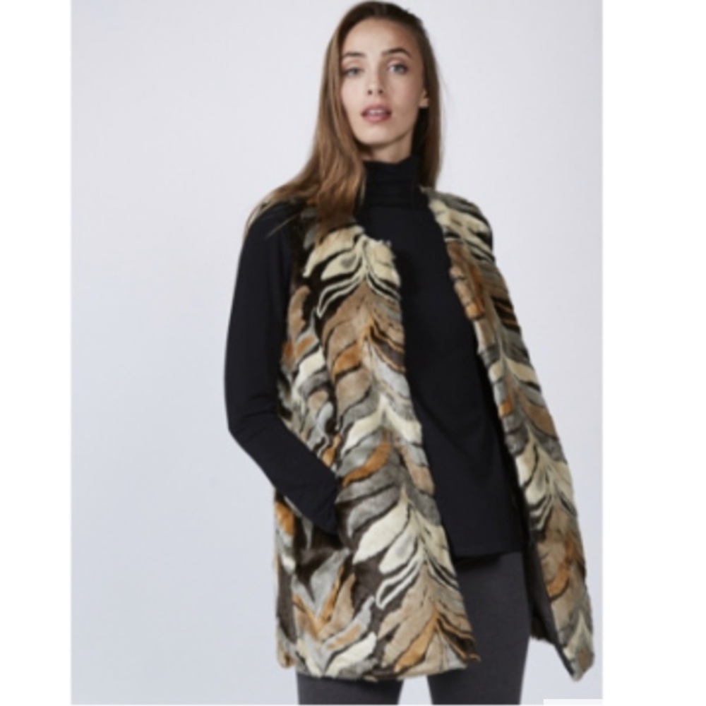 Rino & Pelle Faux Fur Gilet in Multi Color